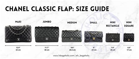 chanel classic sizes|chanel classic size chart.